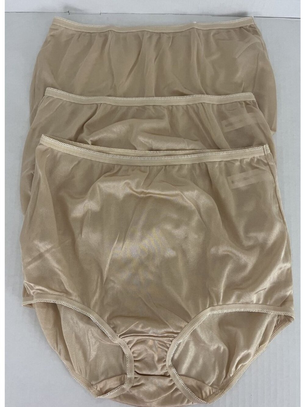 Underscore Women's 7 100% Nylon Panties Briefs Granny Panty 3pr Beige NWOT